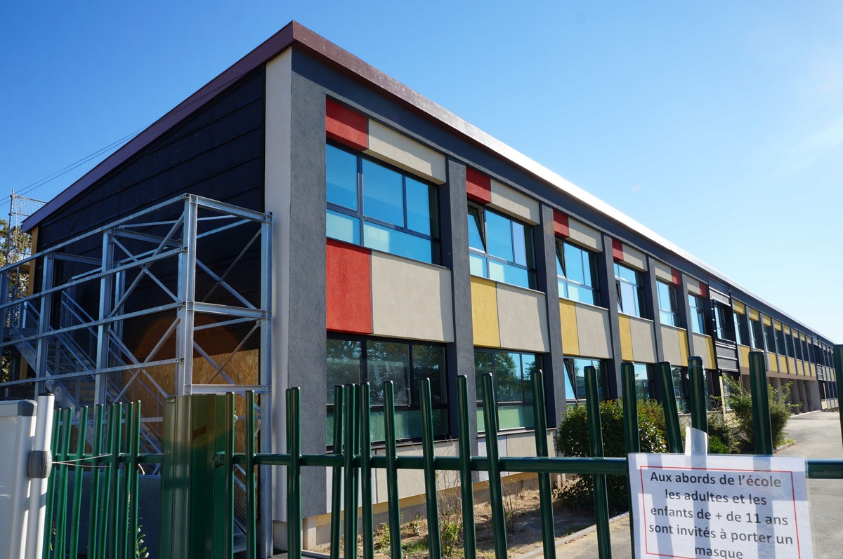 chantier Zolpan biosourcé façade et ITE groupe scolaire Brant à Colmart