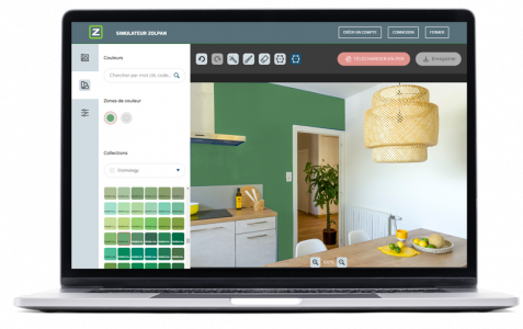 Simulateur de couleur de peinture en ligne ZOLPAN, peinture intérieure ou extérieure